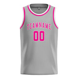 Custom Gray & Pink Colors Design Sports Basketball Jersey