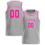Custom Gray & Pink Colors Design Sports Basketball Jersey