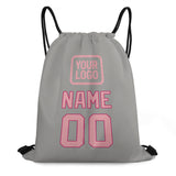 Custom Gray Light Pink Drawstring Bag
