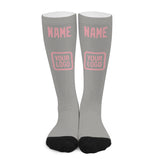 Custom Gray Light Pink Knee-High Sock
