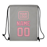 Custom Gray Light Pink Drawstring Bag