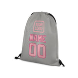 Custom Gray Light Pink Drawstring Bag