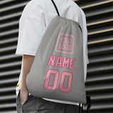 Custom Gray Light Pink Drawstring Bag