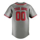 Custom Gray & Red Colors Design Sports Baseball Jersey