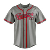 Custom Gray & Red Colors Design Sports Baseball Jersey