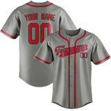 Custom Gray & Red Colors Design Sports Baseball Jersey