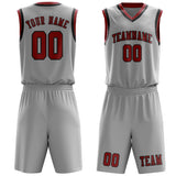 Custom Gray Red Basketball Set