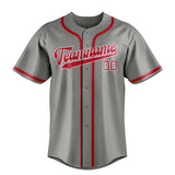 Custom Gray & Red Colors Design Sports Baseball Jersey
