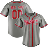 Custom Gray & Red Colors Design Sports Baseball Jersey