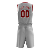 Custom Gray Red Basketball Set
