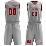 Custom Gray Red Basketball Set