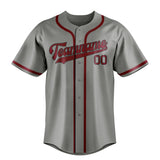 Custom Gray & Crimson Red Colors Design Sports Baseball Jersey