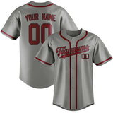 Custom Gray & Crimson Red Colors Design Sports Baseball Jersey