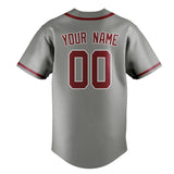 Custom Gray & Crimson Red Colors Design Sports Baseball Jersey