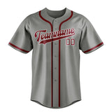 Custom Gray & Crimson Red Colors Design Sports Baseball Jersey
