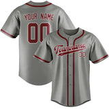 Custom Gray & Crimson Red Colors Design Sports Baseball Jersey