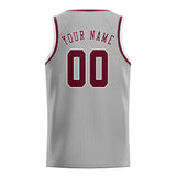 Custom Gray & Crimson Red Colors Design Sports Basketball Jersey