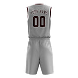 Custom Gray Crimson Red Basketball Set