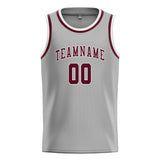 Custom Gray & Crimson Red Colors Design Sports Basketball Jersey