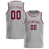 Custom Gray & Crimson Red Colors Design Sports Basketball Jersey
