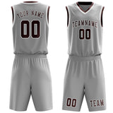 Custom Gray Crimson Red Basketball Set