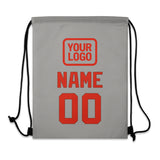 Custom Gray Orange Red Drawstring Bag