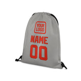 Custom Gray Orange Red Drawstring Bag