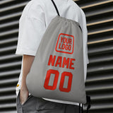 Custom Gray Orange Red Drawstring Bag