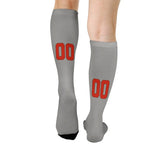 Custom Gray Orange Red Knee-High Sock
