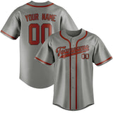 Custom Gray & Coral Red Colors Design Sports Baseball Jersey