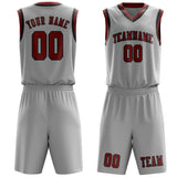 Custom Gray Coral Red Basketball Set