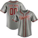 Custom Gray & Coral Red Colors Design Sports Baseball Jersey