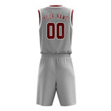 Custom Gray Coral Red Basketball Set