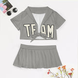 Custom Gray Cream Cheerleading Uniform Set