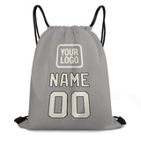 Custom Gray Cream Drawstring Bag