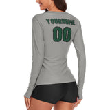Custom Gray Green Women's Long-Sleeve Shirt