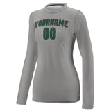 Custom Gray Green Women's Long-Sleeve Shirt