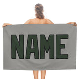 Custom Gray Dark Green Beach Towel