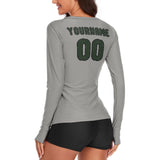 Custom Gray Dark Green Women's Long-Sleeve Shirt