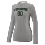 Custom Gray Dark Green Women's Long-Sleeve Shirt
