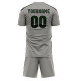 Custom Gray Dark Green Soccer Jersey