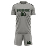 Custom Gray Dark Green Soccer Jersey
