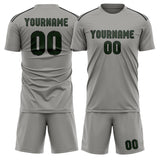 Custom Gray Dark Green Soccer Jersey