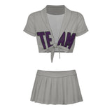 Custom Gray Purple Cheerleading Uniform Set
