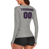 Custom Gray Purple Women's Long-Sleeve Shirt