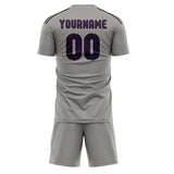 Custom Gray Purple Soccer Jersey