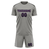 Custom Gray Purple Soccer Jersey