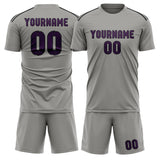Custom Gray Purple Soccer Jersey