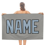 Custom Gray Light Blue Beach Towel