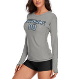Custom Gray Light Blue Women's Long-Sleeve Shirt